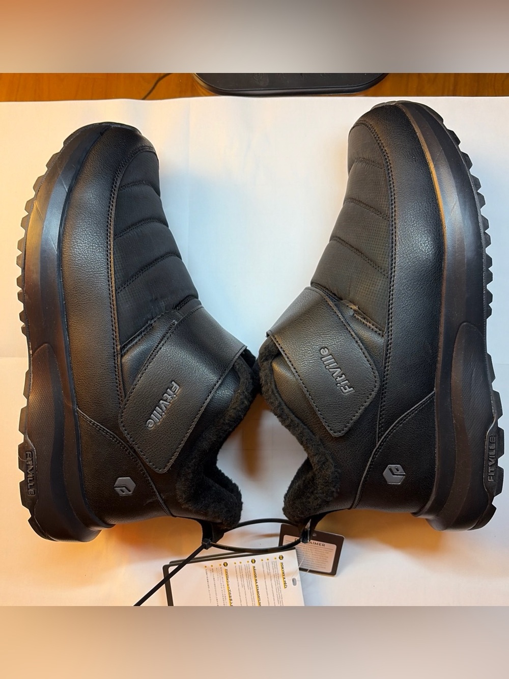 FitVille Snow Boots for men Winter Shoes Fur Lining Waterproof Size 10.5EW